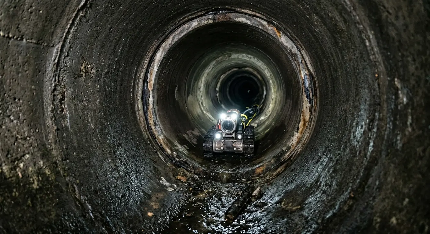 Robotic sewer camera inspecting pipe interior for Sewer Line Repair in Orange City